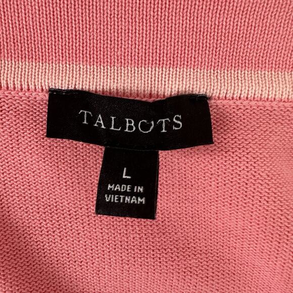 Talbots Sweater Womens Large Pink Button Cardigan Stretch Office Casual Vneck - Picture 6 of 15